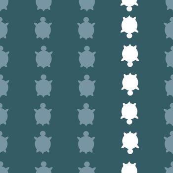  seamless colorful turtle pattern with lines of turtles in blue colors.