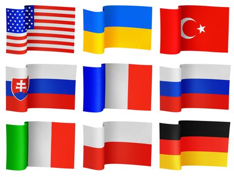 illustrations of flags of the different countries