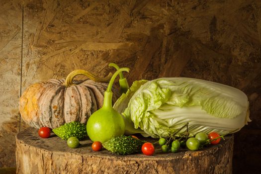 still life Vegetables and fruits as ingredients in cooking.