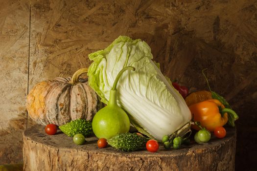 still life Vegetables and fruits as ingredients in cooking.