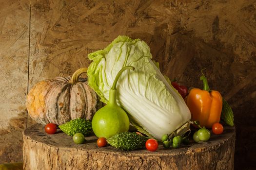 still life Vegetables and fruits as ingredients in cooking.