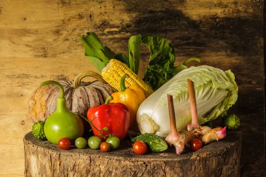 still life Vegetables and fruits as ingredients in cooking.