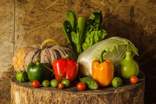 still life Vegetables and fruits as ingredients in cooking.