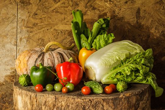 still life Vegetables and fruits as ingredients in cooking.