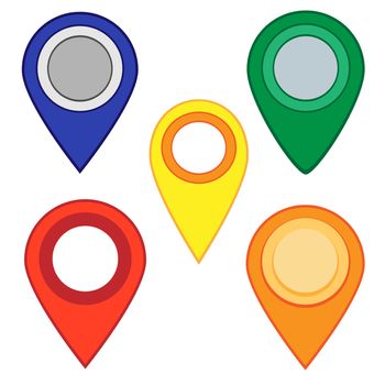 Colored illustration map pin map markers icons.