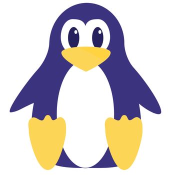 Abstract cute penguin in cartoon style isolated on white background. Funny image illustration.