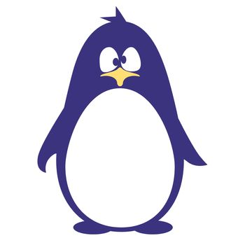 Abstract cute penguin in cartoon style isolated on white background. Funny image illustration.