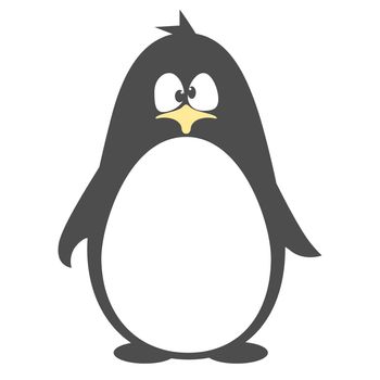 Abstract cute penguin in cartoon style isolated on white background. Funny image illustration.