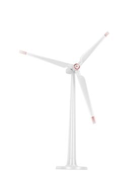 3D illustration of spinning wind turbine