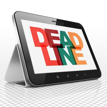 Business concept: Tablet Computer with Painted multicolor text Deadline on display, 3D rendering