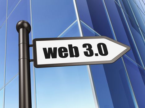 Web design concept: sign Web 3.0 on Building background, 3D rendering