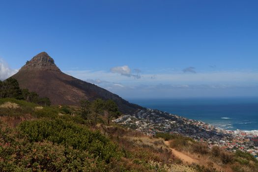 A view of Cape Town with famous Lion's Head