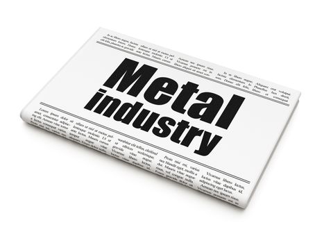Manufacuring concept: newspaper headline Metal Industry on White background, 3D rendering
