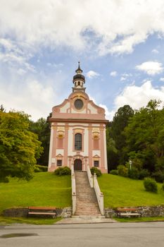 View of the castle church of Mentelberg located in the Sieglanger-Mentlberg district of the city of Innsbruck in Tyrol