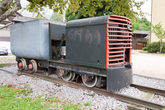 Old steam locomotive on track in Austrian tyrol