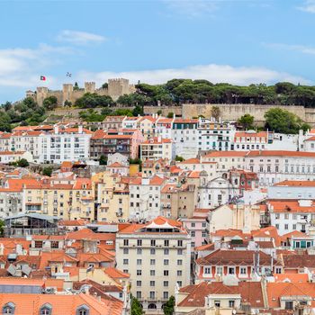 Panorama of Cityscape of Lisbon capital city of Portugal