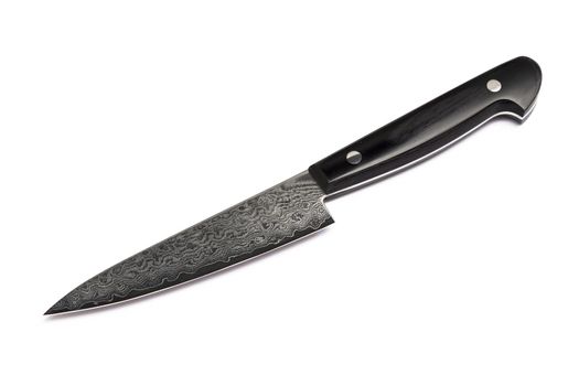 Damascus steel (Folded steel) Japanese chef knife isolated on white background