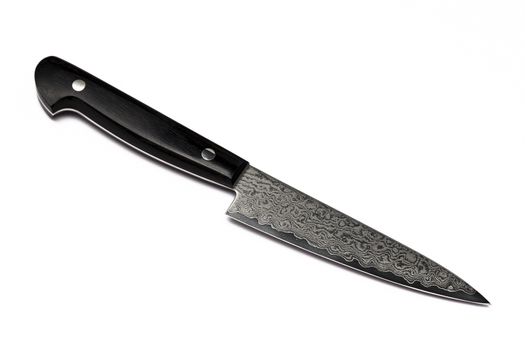 Damascus steel (Folded steel) Japanese chef knife isolated on white background