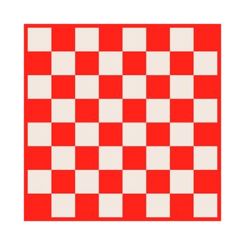 Empty checkerboard or chessboard isolated. Board for chess or checkers game. Strategy game concept illustration. Red checker board background.