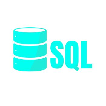 SQL Database Icon Logo Design UI or UX App. Blue inscription with shadow
