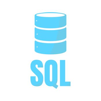 SQL Database Icon Logo Design UI or UX App. Blue inscription with shadow