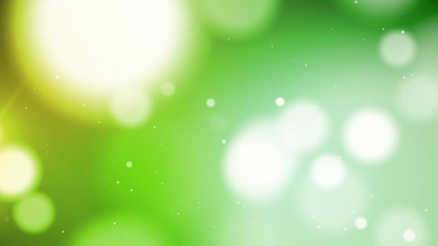 Amazing 3d illustration of white foamy round particles on a blurred light salad and green background. The drawing inspires for a summer and holiday mood 