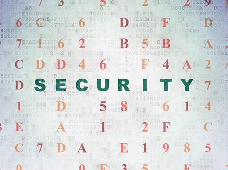 Safety concept: Painted green text Security on Digital Data Paper background with Hexadecimal Code