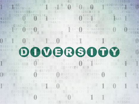 Business concept: Painted green text Diversity on Digital Data Paper background with Binary Code