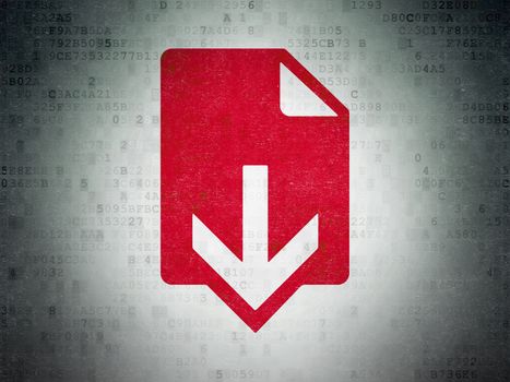 Web development concept: Painted red Download icon on Digital Data Paper background