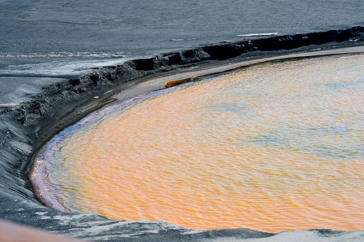 Production waste is accumulated in water.