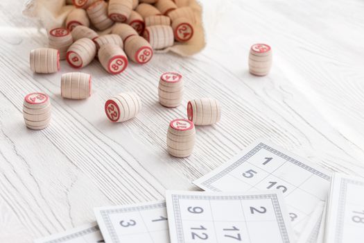 Board game lotto on white background, lottery