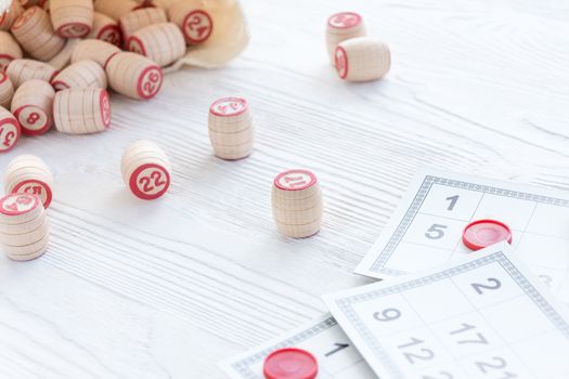 Board game lotto on white background, lottery