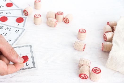 Board game lotto on white background, lottery