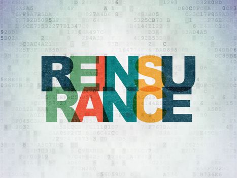Insurance concept: Painted multicolor text Reinsurance on Digital Data Paper background