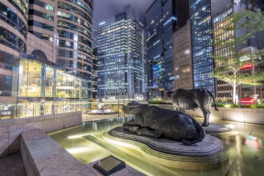 Central District of Hong Kong at Night. Central District is the financial heart of Hong Kong. It is the fourth largest stock market in the world