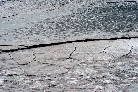 Cracks on the surface of dry land.
