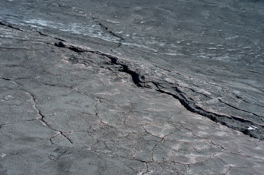 Cracks on the surface of dry land.