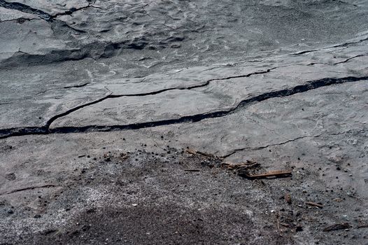 Cracks on the surface of dry land.