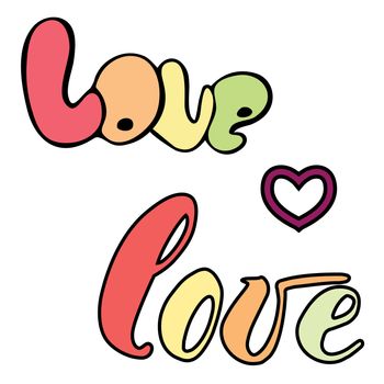 Hand drawn typography inspirational word Love. For greeting cards, Valentine s day, wedding, posters, prints or home decorations.