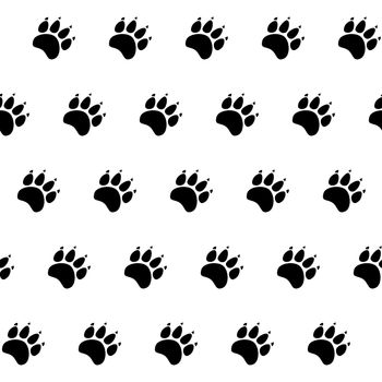 Cat or dog paw seamless pattern - animal footprint texture.