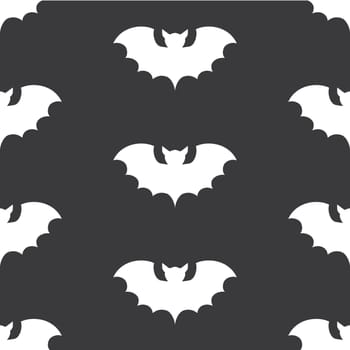 Halloween seamless pattern swarm of black bat. Beautiful background for decoration halloween designs. Cute minimalist art elements on white backdrop.