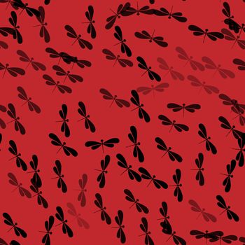 Seamless dragonfly or damselfly pattern background. Insect pattern with abstract cartoon dragonfly.