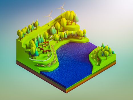 green earth concept in isometric view