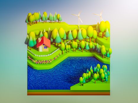 green earth concept in isometric view