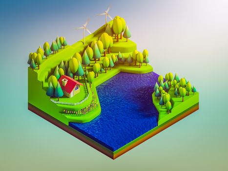 green earth concept in isometric view