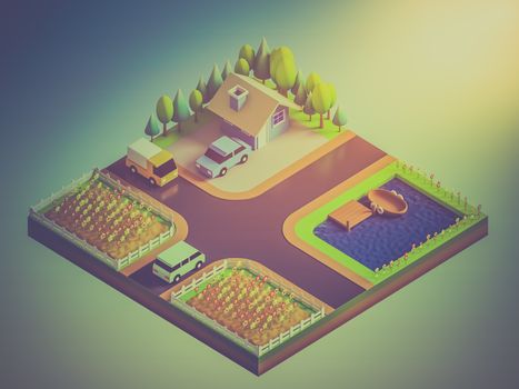 green earth concept in isometric view