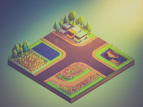 green earth concept in isometric view