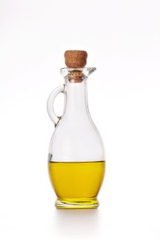 Olive oil in a bottle isolated on white background