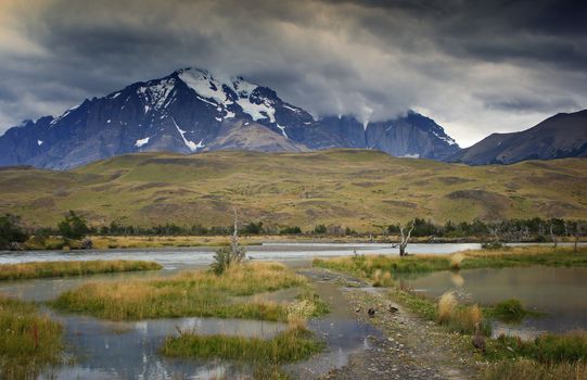 Landscape of the Torres del Paine National Park, Chile, South America