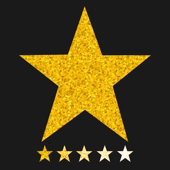 Isolated gold and yellow star icons in set, ranking mark. Modern simple favorite sign, decoration symbol for website design, web button, mobile app.